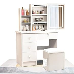 超美品❗️化粧台、ホワイト木製ドレッサー・鏡台 ホワイト 木製 ドレッサー 鏡台